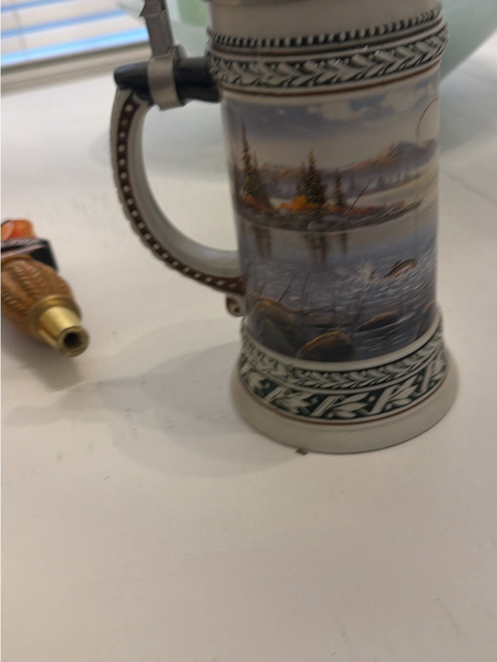 Scenic Ceramic Beer Stein with Pewter Lid